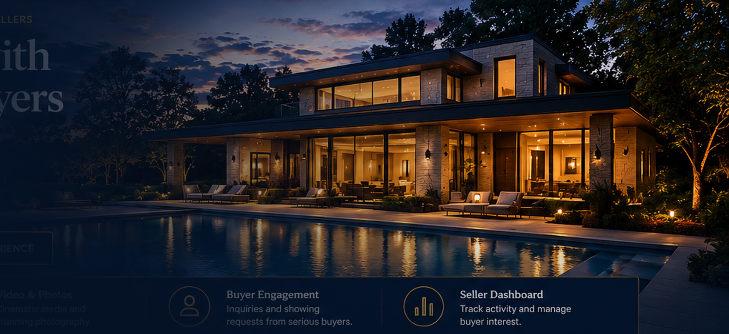 Luxury property at dusk